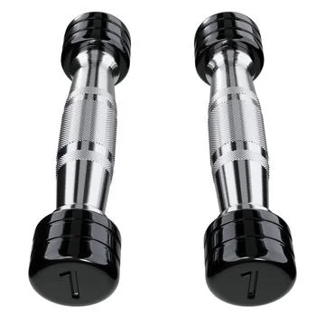 Two blank Round Dumbbells with number 1, black weightlifting gym equipment Stock Illustration
