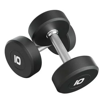 Two blank Round Rubber Dumbbells with number 10, weightlifting gym equipment Stock Illustration