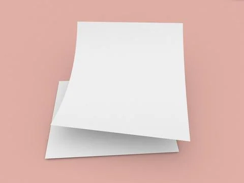 Two blank sheets of paper are neatly stacked on a soft pastel-colored surface Stock Illustration