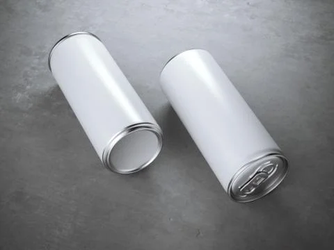 Two blank white aluminium cans 库存插图