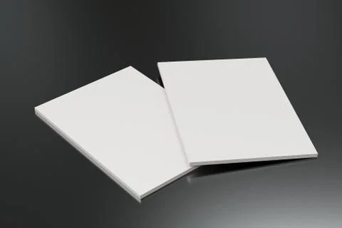 Two blank white closed brochure mock-up on brushed metal background Stock Illustration