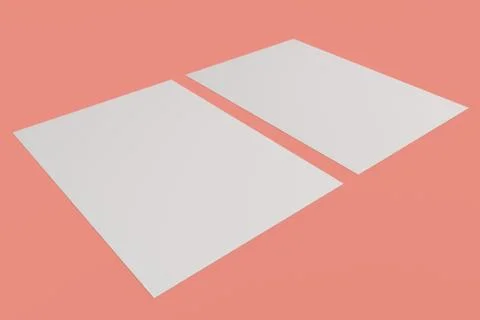 Two blank white flyers mockup on red background Stock Illustration