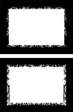 Two blank white frames with grunge texture designs on them Illustrazione stock