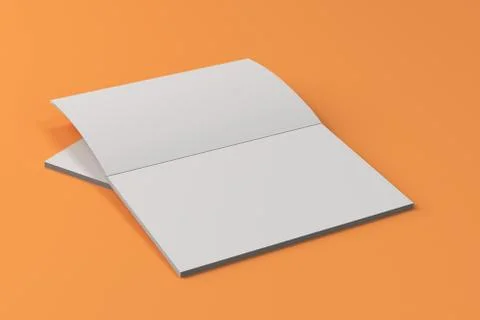 Two blank white open brochure mock-up on orange background Stock Illustration