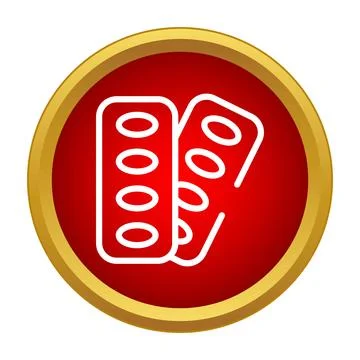 Two blister packs with pills inside a red circle Stock Illustration