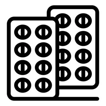 Two blister packs with round split pills representing medical treatment Illustrazione stock