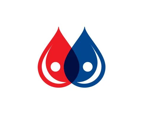 Two blood or liquid drop with human figure inside them Stock Illustration