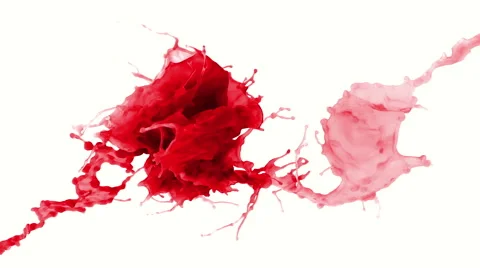 Two blood, wine or red paint throws colliding in slow motion Stock Footage 59918746