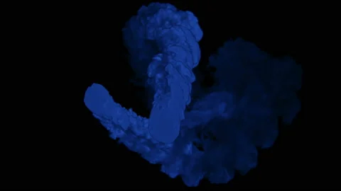Two Blue 3D intertwining streams of smoke. Abstract smoke animation with alpha c Stock Footage 108633560