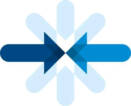 Two blue arrows in front each other. Geometric style. Stock Illustration