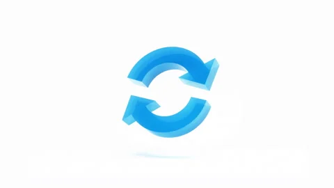 Two Blue Arrows Icon. Update Symbol. Refresh Sign. Seamles looping. 3d render. Stock Footage 239634828