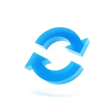 Two Blue Arrows Icon. Update Symbol. Refresh Sign. 3d Render. Stock Illustration