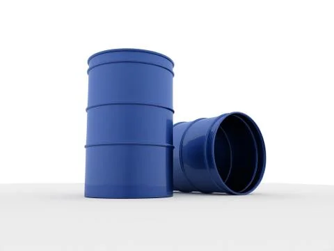 Two blue barrels on white background Stock Illustration