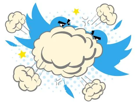 Two blue birds fighting Stock Illustration