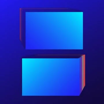Two blue boxes with red borders positioned on a blue background Illustrazione stock