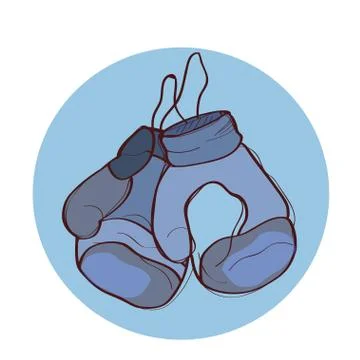 Two blue boxing gloves Stock Illustration