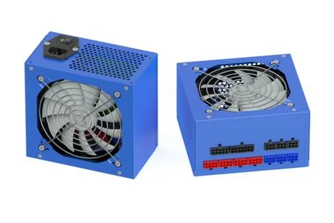 Two blue computer Power Supply Units Stock Illustration