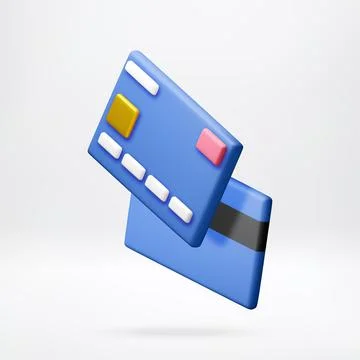 Two blue credit cards floating in air in 3D 库存插图