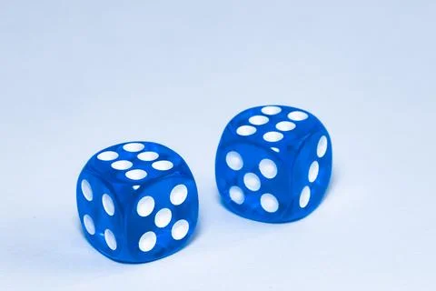 Two blue dices on white background Stock Photos