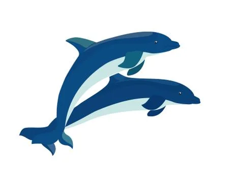 Two blue dolphins jumps Stock Illustration