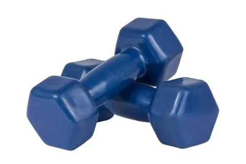 Two blue dumbbells Stock Photos