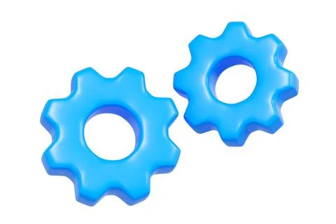 Two Blue Gear Wheels Settings Icon Stock Illustration