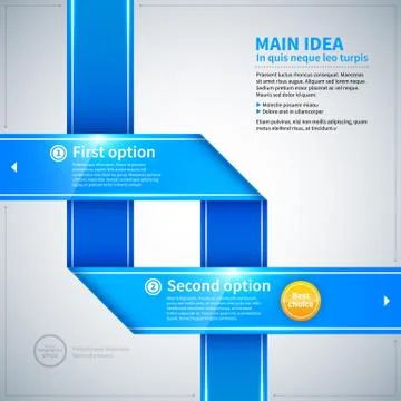 Two blue glossy ribbons with options and numbers. Stock Illustration