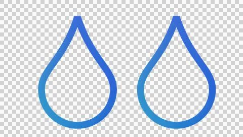 Two blue gradient water drop icons or symbols representing moisture, liquid, Illustrazione stock
