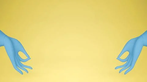 Two blue hands in gyan mudra, yoga meditation calm peac concept, yellow pop a Stock Illustration
