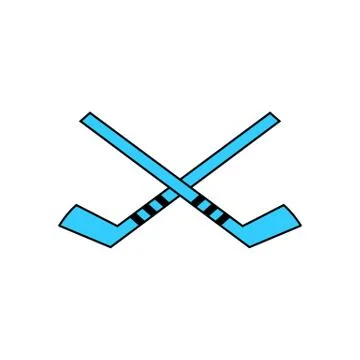 Two blue hockey stick vector illustration isolated on white background. Stock Illustration