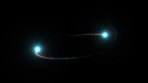 Two blue orbs spinning while trailing colorful tails Stock Footage 332231884