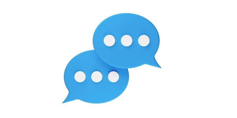 Two blue overlapping chat or messaging speech bubbles isolated on white bac.. Stock Illustration