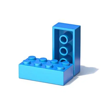 Two blue plastic toy building blocks 3D Ilustración de archivo