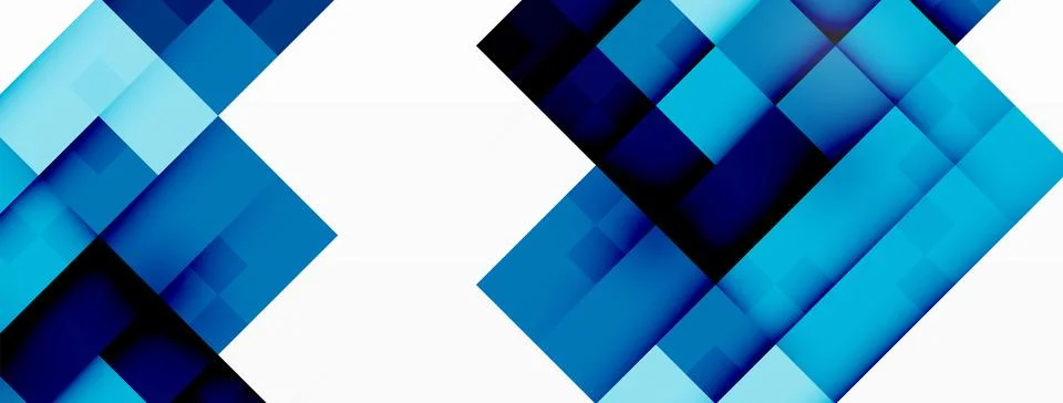 Two blue rectangles stack in symmetry on white background Stock Illustration