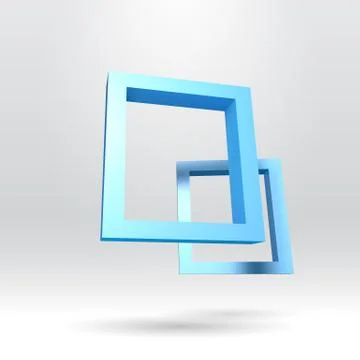 Two blue rectangular 3D frames Stock Illustration