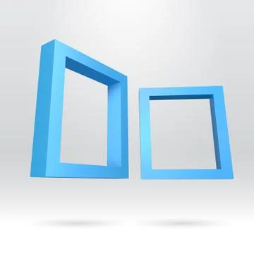 Two blue rectangular 3D frames Stock Illustration