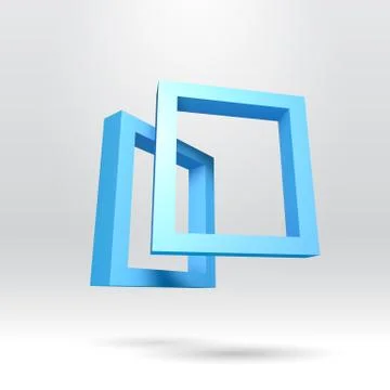 Two blue rectangular 3D frames Stock Illustration