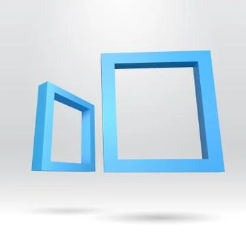 Two blue rectangular 3D frames イラスト素材