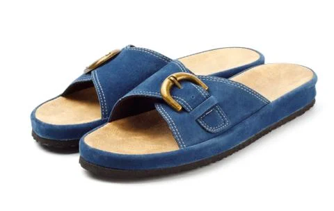 Two blue slippers Stock Photos