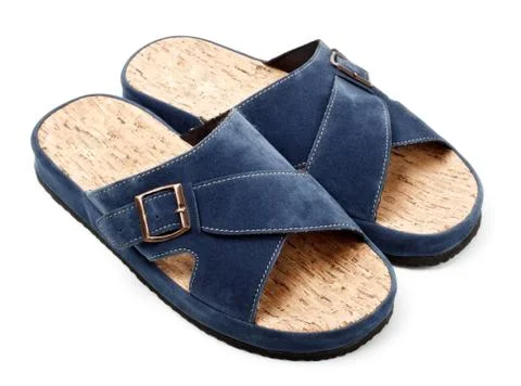 Two blue slippers Stock Photos