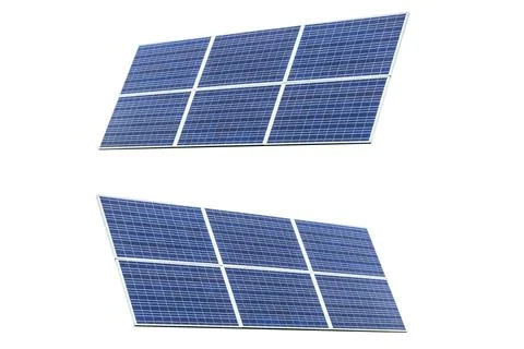 Two Blue Solar panel isolated on white background. Solar panels pattern for.. Stock Photos