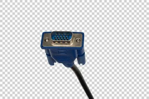 Two blue vga cables with d-sub connectors, transparent background Stock Photos