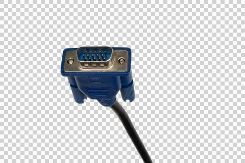 Two blue vga cables with d-sub connectors, transparent background Stock Photos