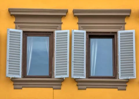 Two Blue Window Shutters of Florence Stock Photos