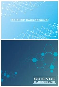 Two blues colors science backgrounds with lines structures Illustrazione stock