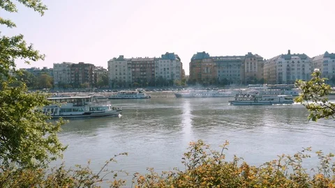 Two boats on the Danube Budapest 库存影片 114418741