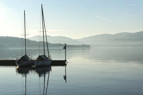 Two boats in the harbor Stock Photos