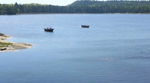 Two boats on the lake Stock Footage 49683541
