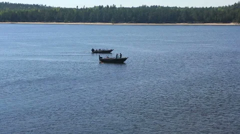Two boats on the lake Stock Footage 49683601