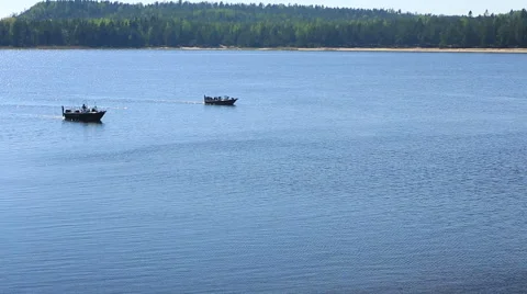 Two boats on the lake Stock Footage 49683642
